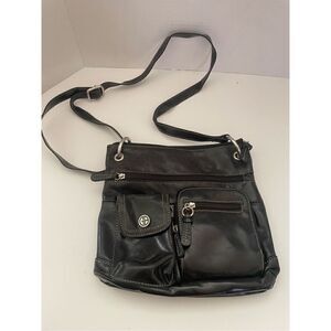 Gianni Bini Purse Zip Closure Leather Adjustable Strap Black Crossbody Bag